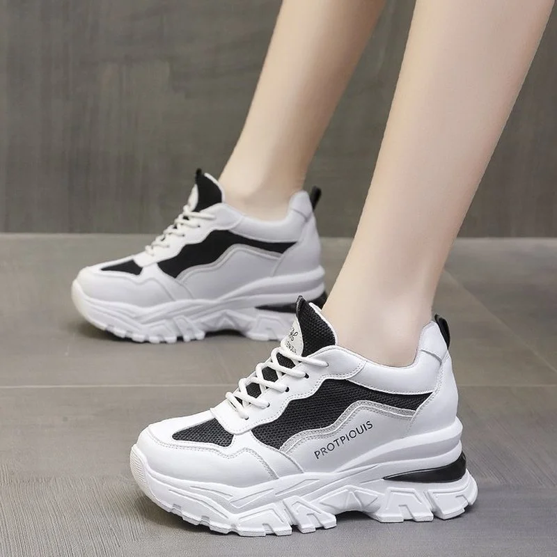 

Женские осенние кроссовки, увеличивающие рост, Вулканизированная подошва, нескользящая спортивная обувь