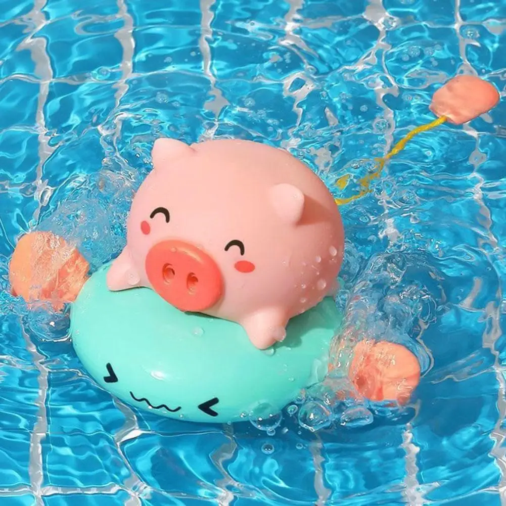 

Piggy Pull The Bath Toy Pig Baby Water Toy Infant Swim Kids Funny Toy Wind Beach Kids Toy Bath Random Color Chain Clockwork P5I9