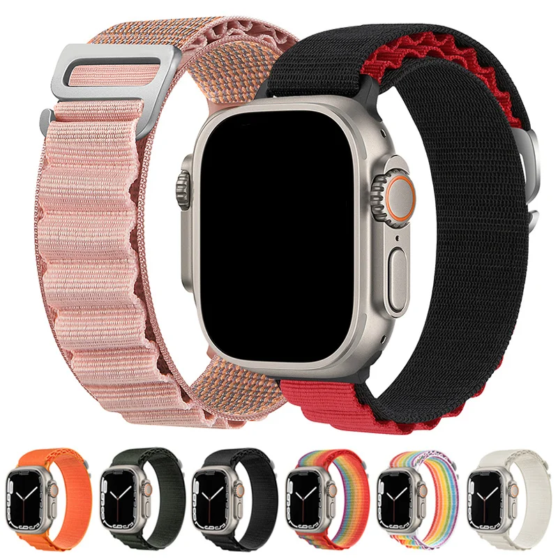 

Loop Strap for Apple Watch Ultra Band 49mm 45mm 41mm 44mm 40mm 42mm 38mm Nylon Bracelet Iwatch Series 8 Ultra 7 6 5 4 SE