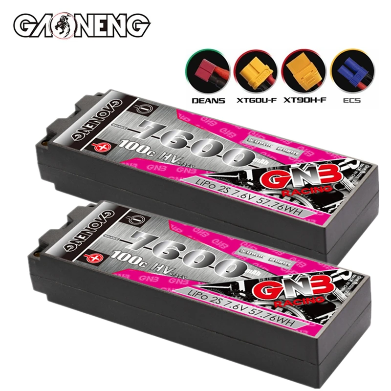 

Модернизированный жесткий чехол с встроенной пулей GNB HV 2S 7,6 V 7600mAh 100C 5mm, литий-полимерный аккумулятор 1/10 1/8, туристический автомобиль, батарея 7,6 V