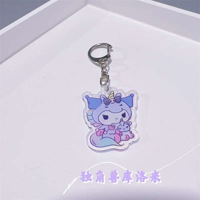 

Новинка, брелок с единорогом Ins, изысканные персонажи, акриловая подвеска, автомобильный брелок, кольцо, подарок, аниме ювелирные изделия