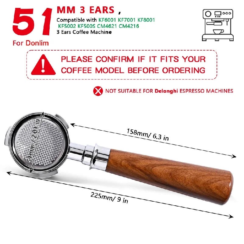 Фото Бездонный портафильтр для кофе 51 мм для Homix H11, Oster, Cecotec, Hibrew 1, 2Cup, сменная фильтрующая корзина, аксессуар для эспрессо-машины №3