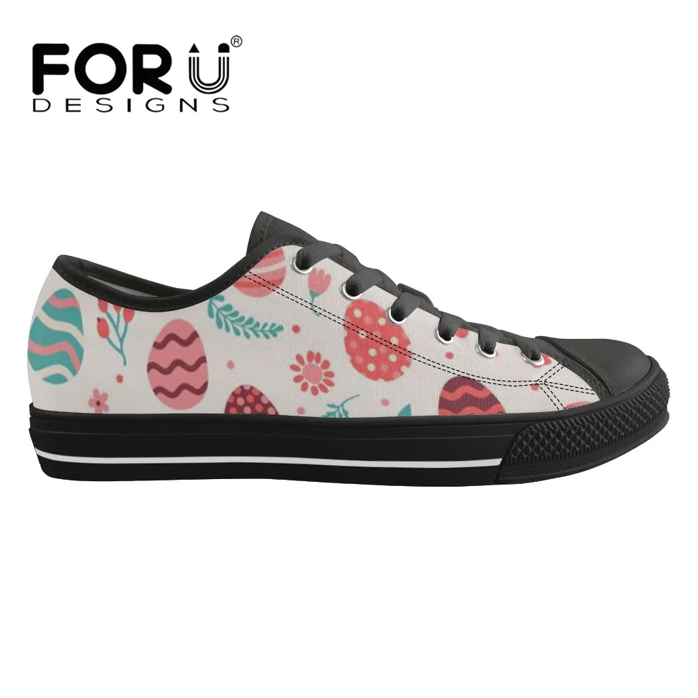 

FORUDESIGNS Women Shoes Casual Low Top Canvas Sneakers Easter Egg Pattern Youth Brand Design Spring/Autumn Vulcanized Footwear