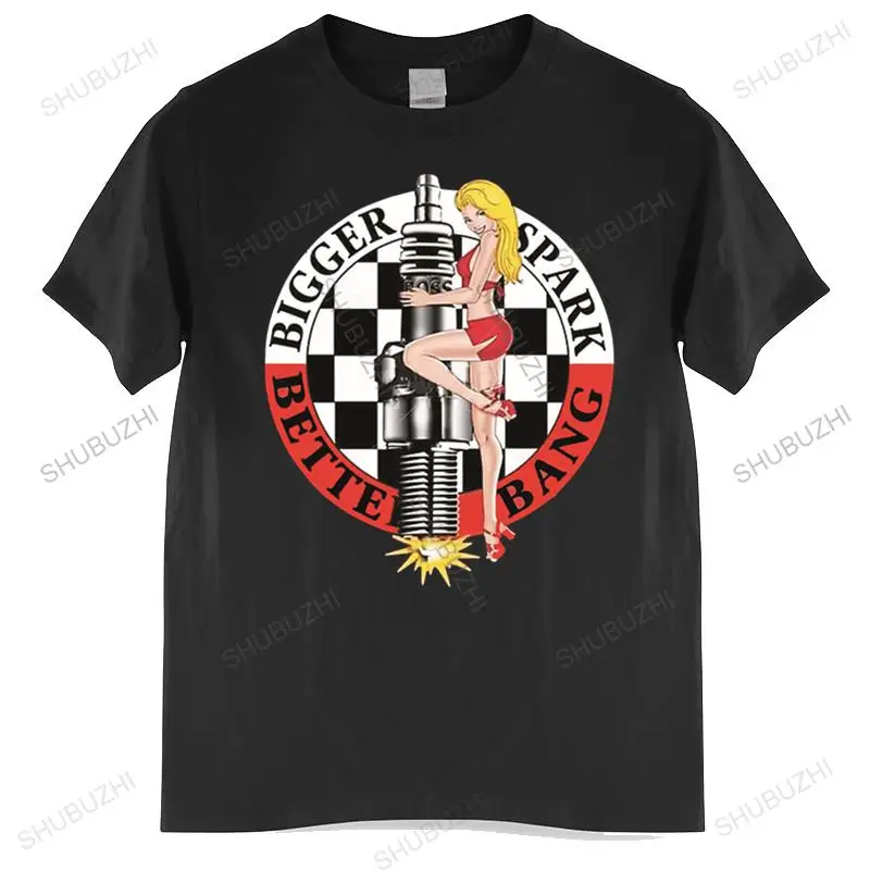 

fashion brand t-shirt black new Mens T-Shirt Bigger Spark Better Bang Hot Rat Rod Pin Up Rockabilly men's top tees summer