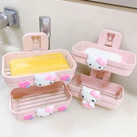 sanrio toys cartoon animation creative bathroom soap dish non porous double layer suction cup wall soap dish shelf single layer