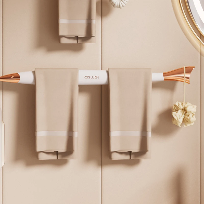 

Wall Mounted Towel Hanger Punch-Free Shower Clothes Hanging Rack Plastic 28/48CM 1 Pole Towel Holder Bathroom Accessories