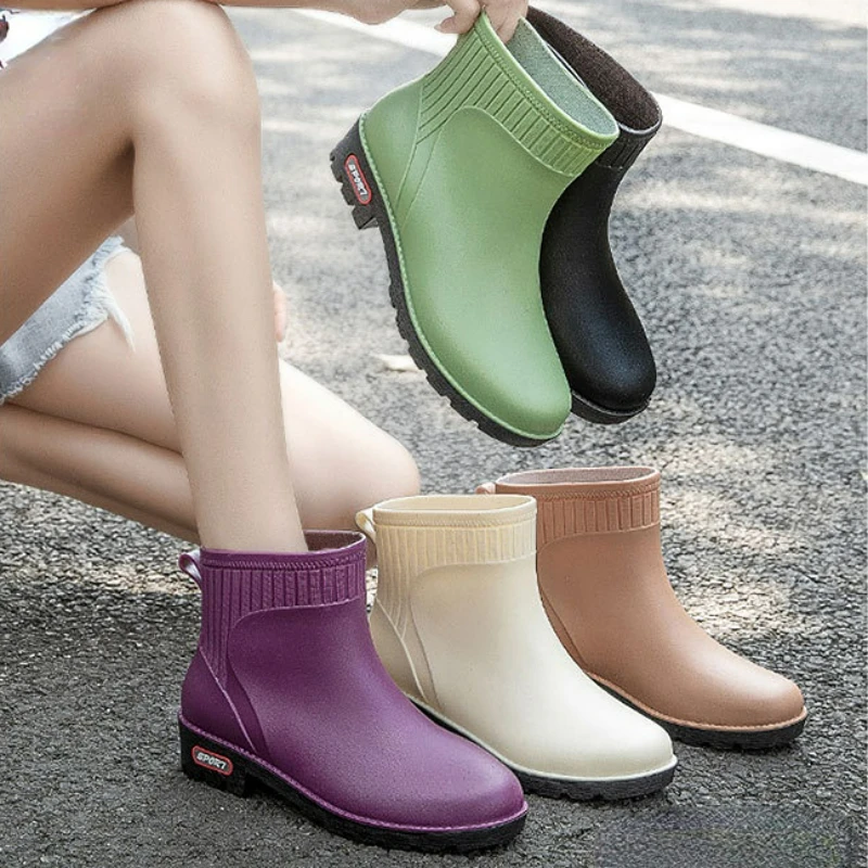 Water Boots Woman Rain Free Shipping Ankle Rubber Shoes Women Work Garden Galoshes Waterproof Rainboots Botas De Lluvia Mujer