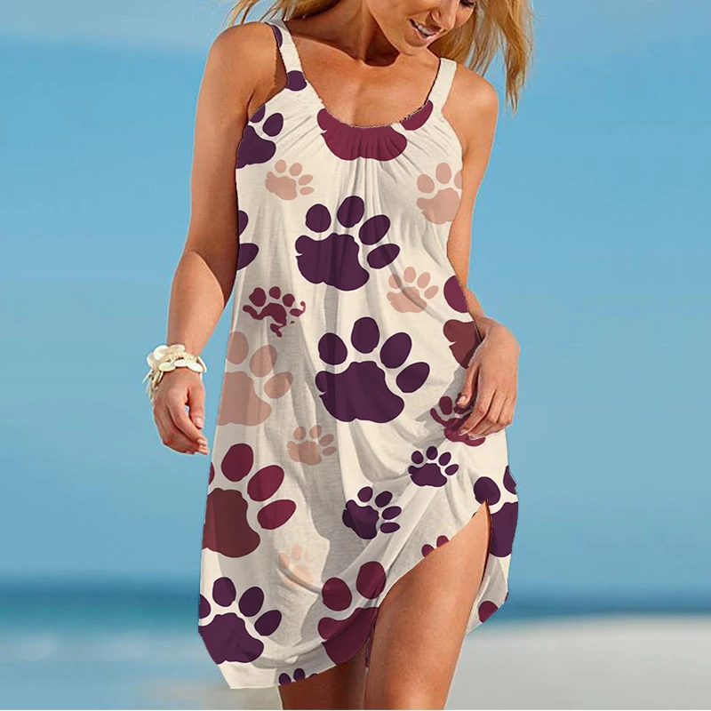 

Летнее Новое Женское Платье на бретельках, женское платье с 3D принтом животных, модное повседневное женское платье на бретельках