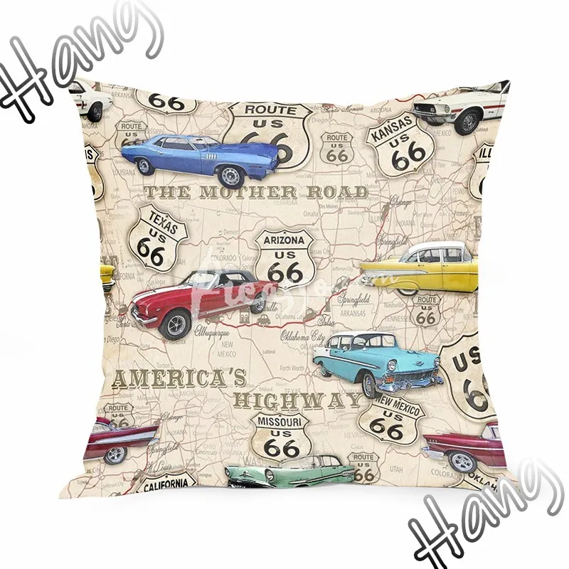 

U.S.Highway 66 Pillowcase Custom Square Pillow Cover Case Zipper Interior Pillowcase Gifts fall decorations