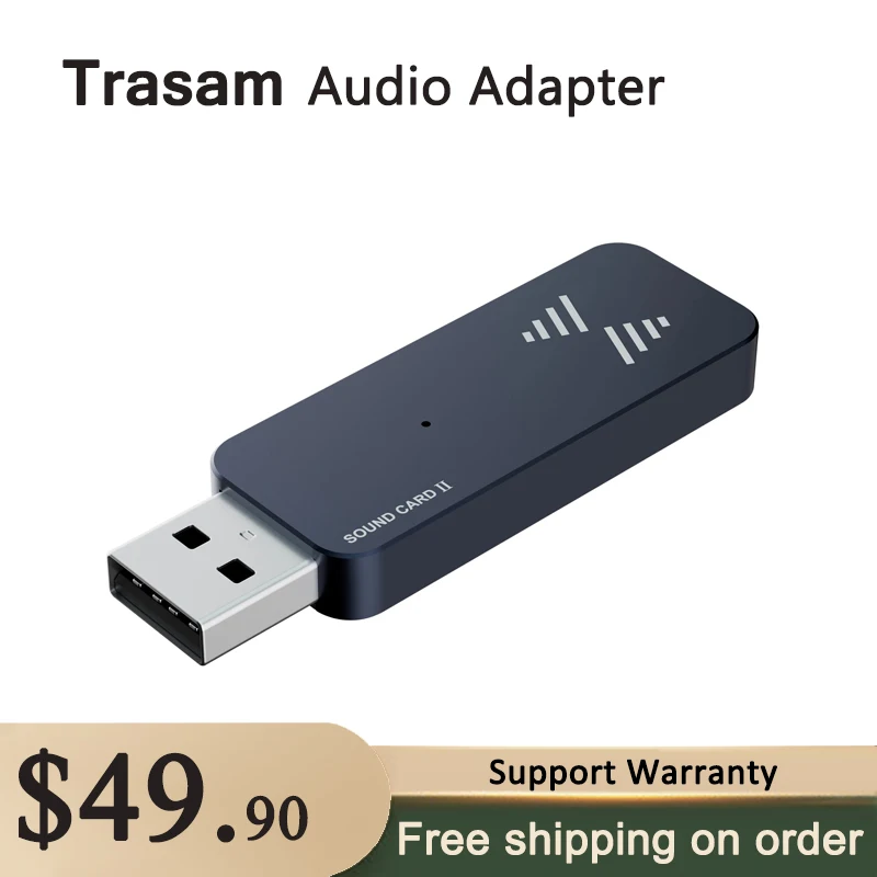 

Внешняя звуковая карта Trasam, аудио адаптер 2 в 1 с USB на гнездо 3,5 мм, аудиоадаптер, алюминиевая стерео звуковая карта для Windows Mac PS5