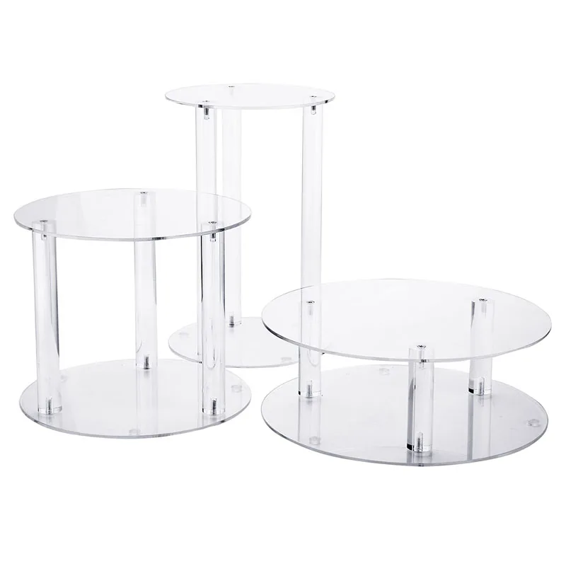 3 Tier Cake Holder Acrylic Round Wedding Cake Stand Clear Birthday Tools Party Decoration Stand