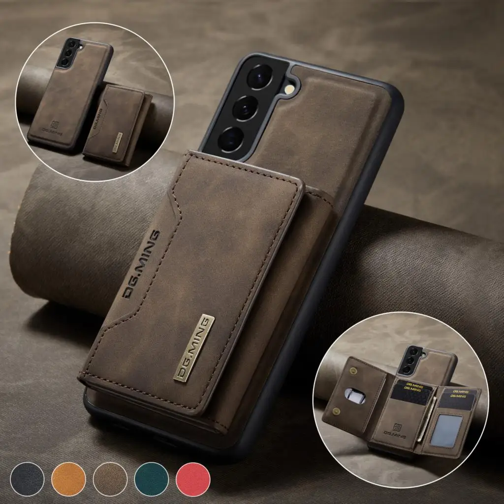 Magnetic Leather Phone Case With Card Case For Samsung Galaxy S22 S21 Plus S20 FE Note 20 Ultra A03S A12 A22 A32 A42 A52 A72 A73