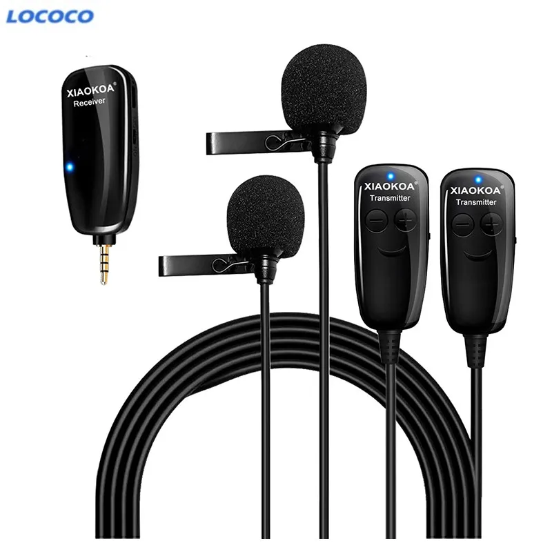 

Dual UHF Lavalier Lapel Wireless Microphone Recording Vlogging Youtube Live Interview Mic for Iphone Ipad Android DSLR