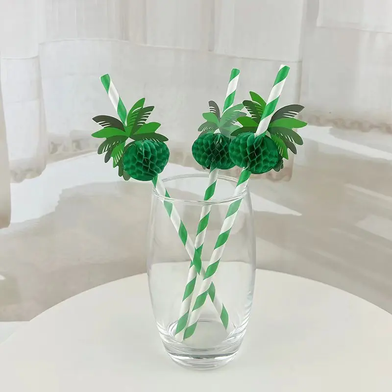 

50pcs Disposable Straw Coconut Honeycomb Degradable Party Paper Straw Cocktail Decoration Summer Beach Drinking Straws Tableware