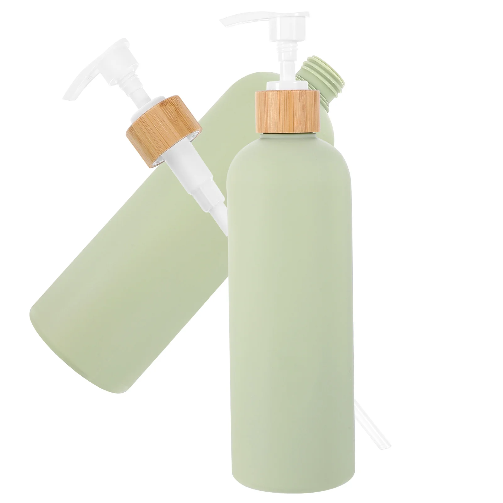 

2 Pcs Trendy Bathroom Decor Soap Dispenser Liquid Avocado Lotion Bottles Pump Bamboo Dish