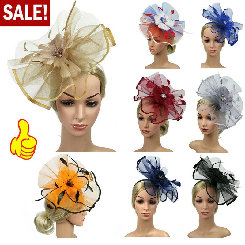 

Новинка, модная женская Коктейльная вечерние, головной убор, Женская Вуалетка, Цветочная повязка на голову с заколкой для волос, головной убор с вуалью и перьями, чайный Вечерние