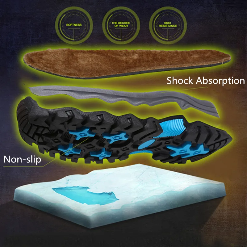 Men Anti-Skid Warm Plush Hunting Climbing Shoes Comfortable Women Durable Trekking Hiking Shoes Male Sports Sneakers Outdoor