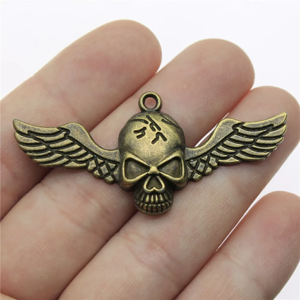 

10 шт., подвески в виде черепа из античной бронзы, 56 х26 мм, крылья ангела для изготовления ювелирных изделий A10420