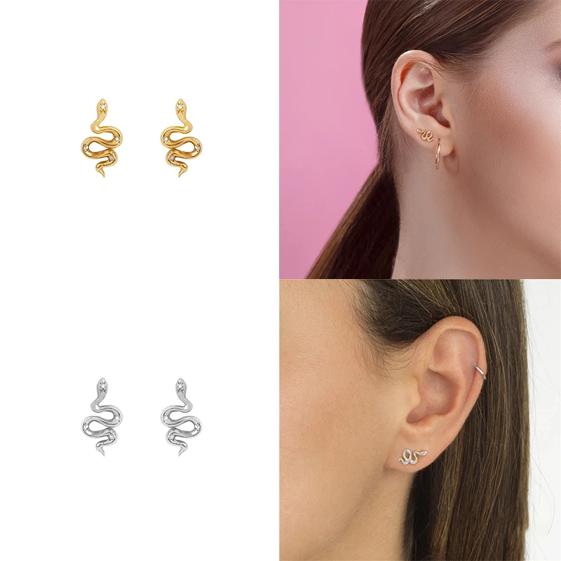 

ROXI 925 Sterling Silver Personality Snake-Shaped Stud Earrings for Women Fine Jewelry Piercings Earings Pendientes Party Gifts