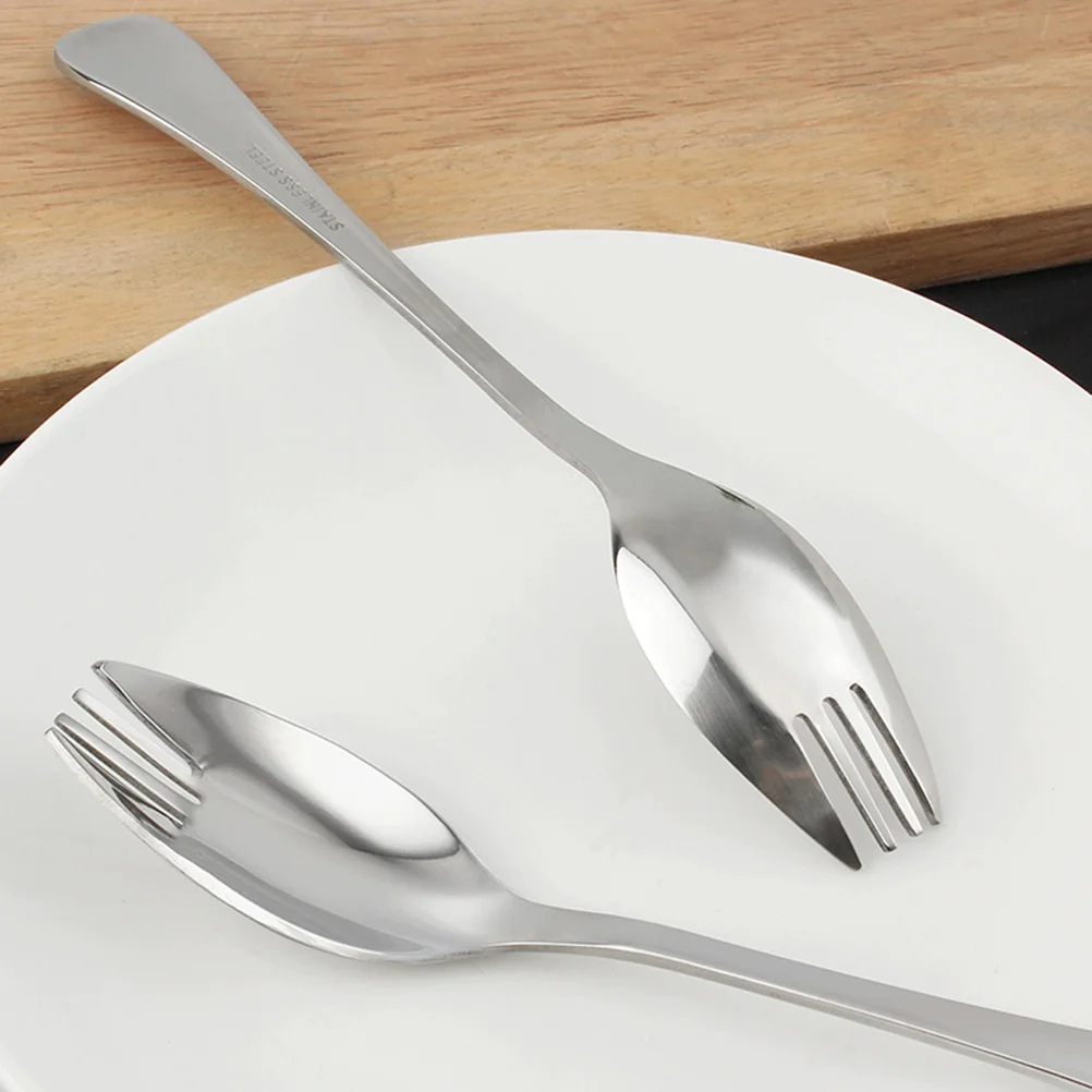 

Outdoors Tools Salad Creative Portable Fork Spoon Stainless Steel Dual-purpose Spoon One Picnic Spoon