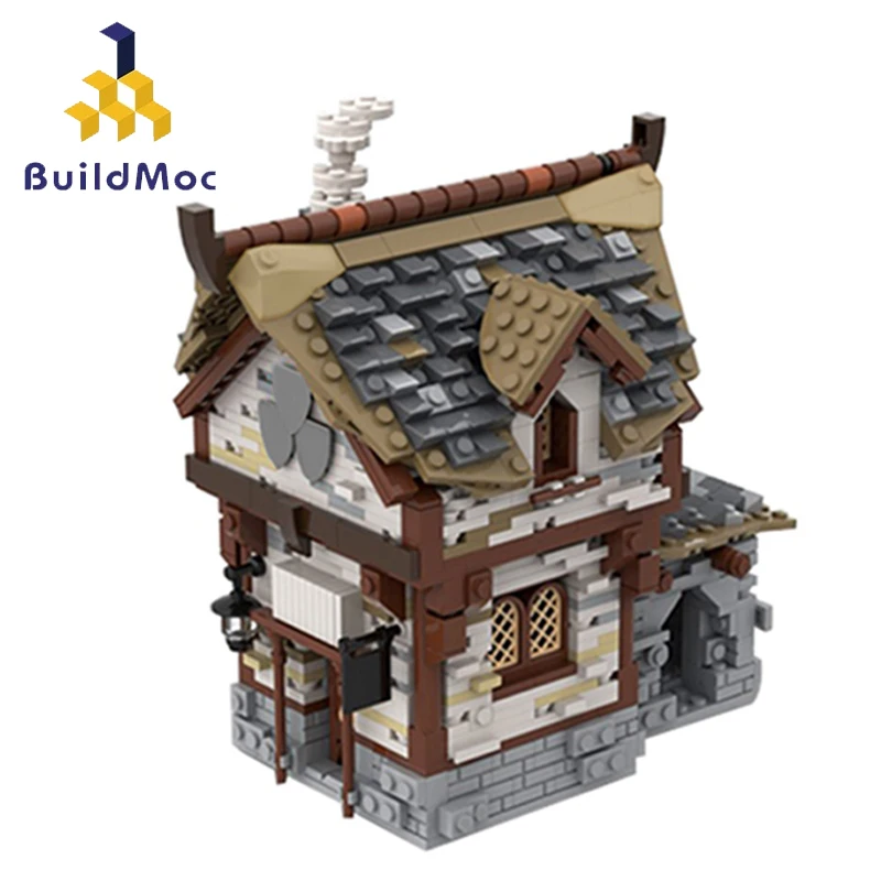 

Buildmoc, креативный замок, архитектура, средневековая Таверна, Смит город, улица, дом, паб, ретро-сцена, строительные блоки, детская игрушка