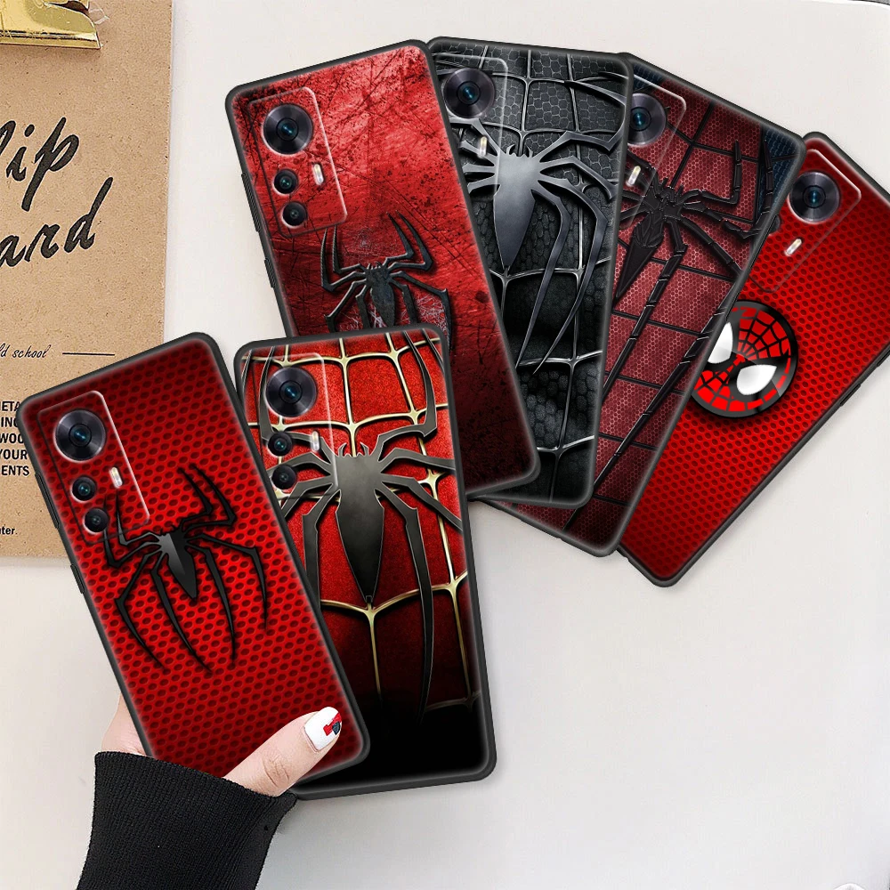 

Marvel Spider Man Logo For Xiaomi Mi 12X 12 11 11T 11i 10T 10 Pro Lite Ultra 5G 9T 9SE A3 4G Black Soft Phone Case