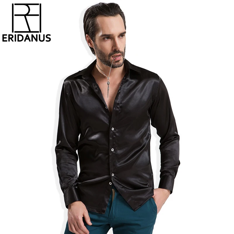 Рубашка мужская шелковая, с длинным рукавом, тонкая, дышащая, цветная, весна 2016