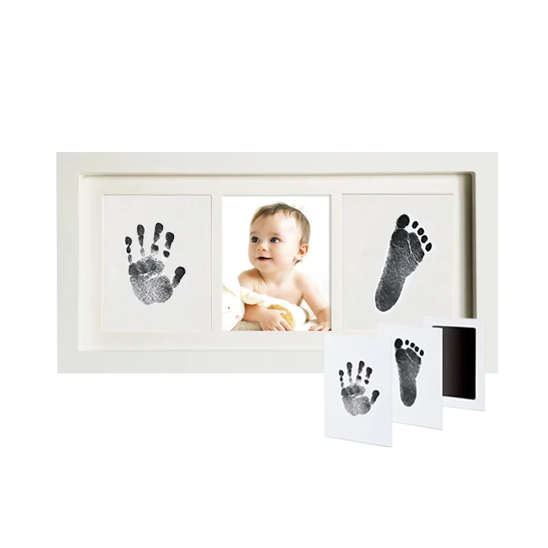 

Hand and Footprint Handprint Mud Photo Frame Commemorate Baby Newborn Full Moon Hundred Days Gift Baby Hand and Footprint