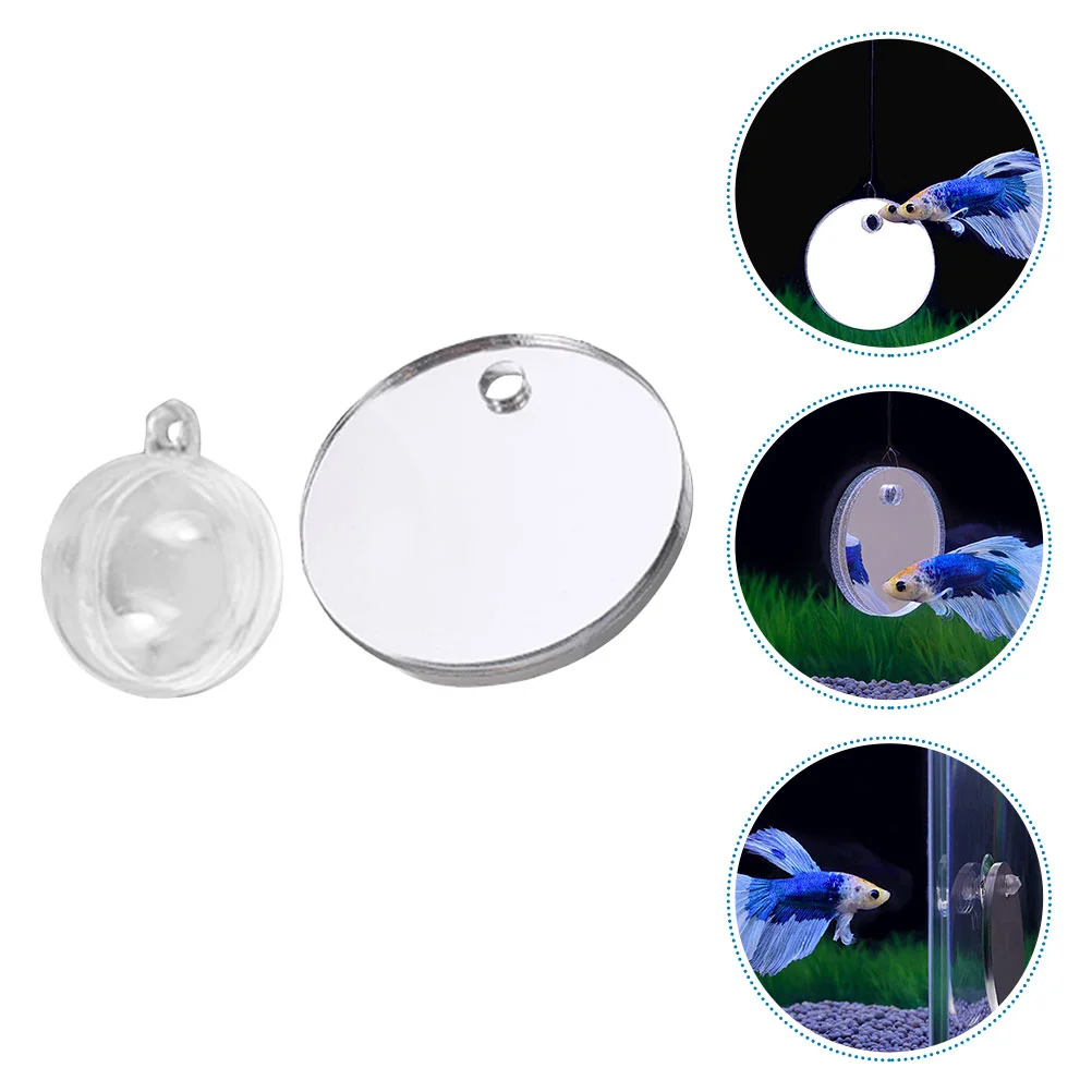 

1 Set of Aquarium Fish Mirror Round Floating Betta Mirror Fish Tank Mirror Fish Accessory