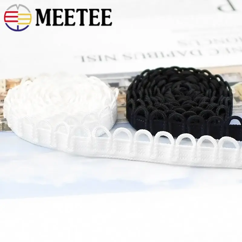 Meetee 8Meters Nylon U-wave Trim Lace Ribbon for Sewing Dress Collar Buttonhole Curved Edge Elastic Band DIY Garment Accessories images - 6