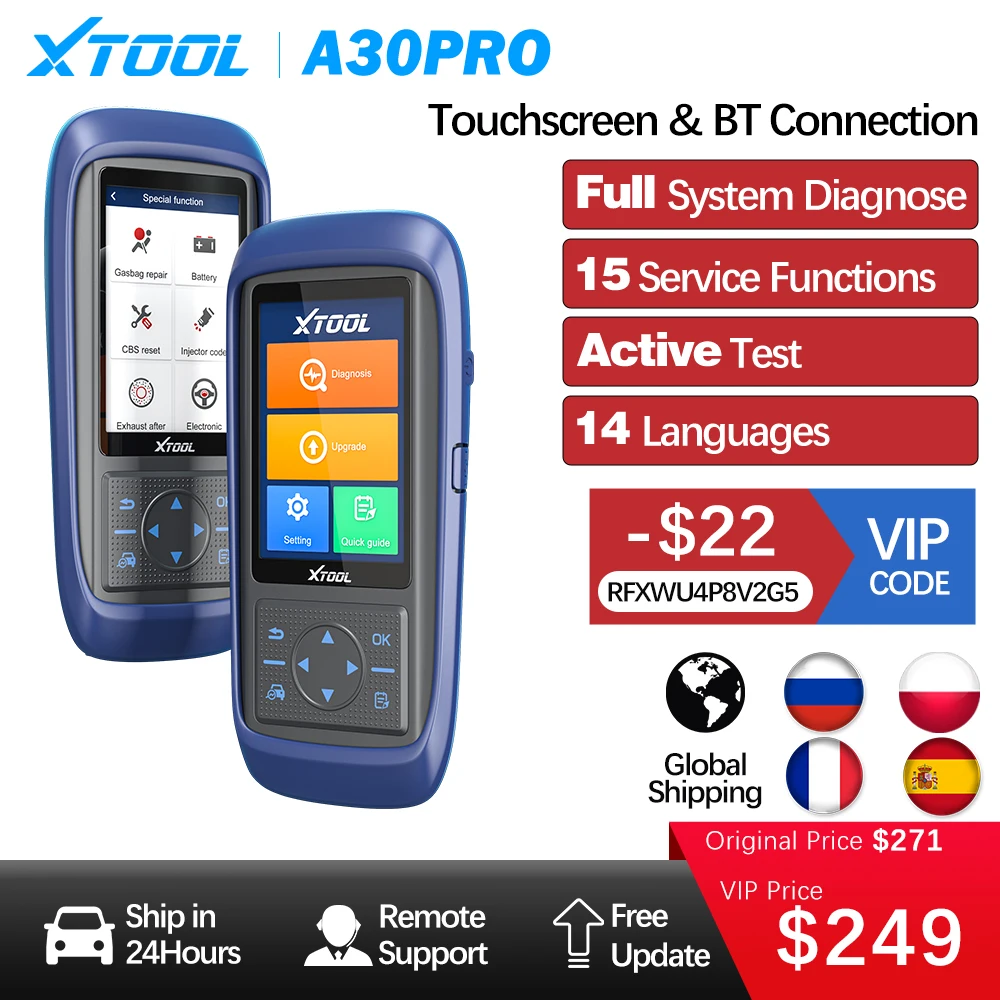 

XTOOL A30 PRO Full system Diagnostic Scanner 15 Service Functions XTOOL Key Programmer Touch Screen Diagnostic Tools Free Update