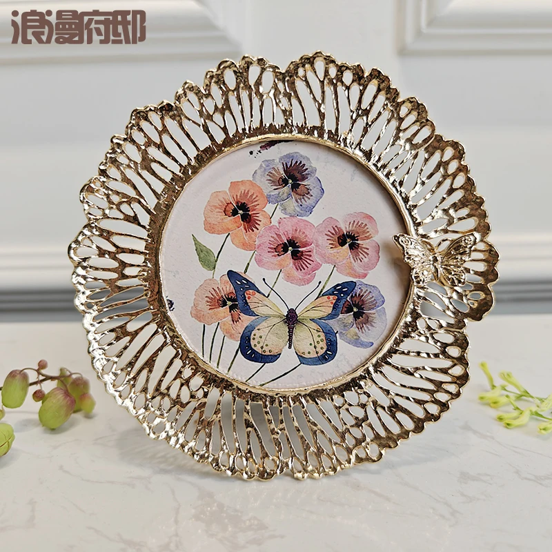 Круглая металлическая фоторамка 4 дюйма в скандинавском стиле