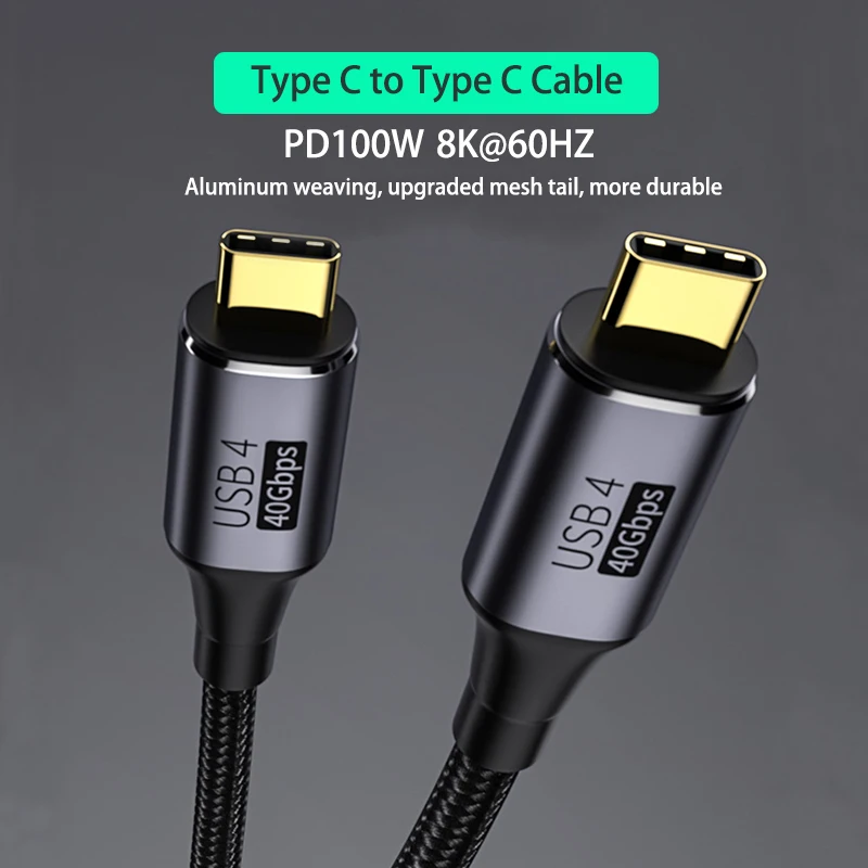 

PD 100W USB C to Type C Cable Thunderbolt 3 Fast Charging Cord for MacBook iPad Xiaomi Samsung USB 4.0 40Gbps Data Cable 8K@60Hz