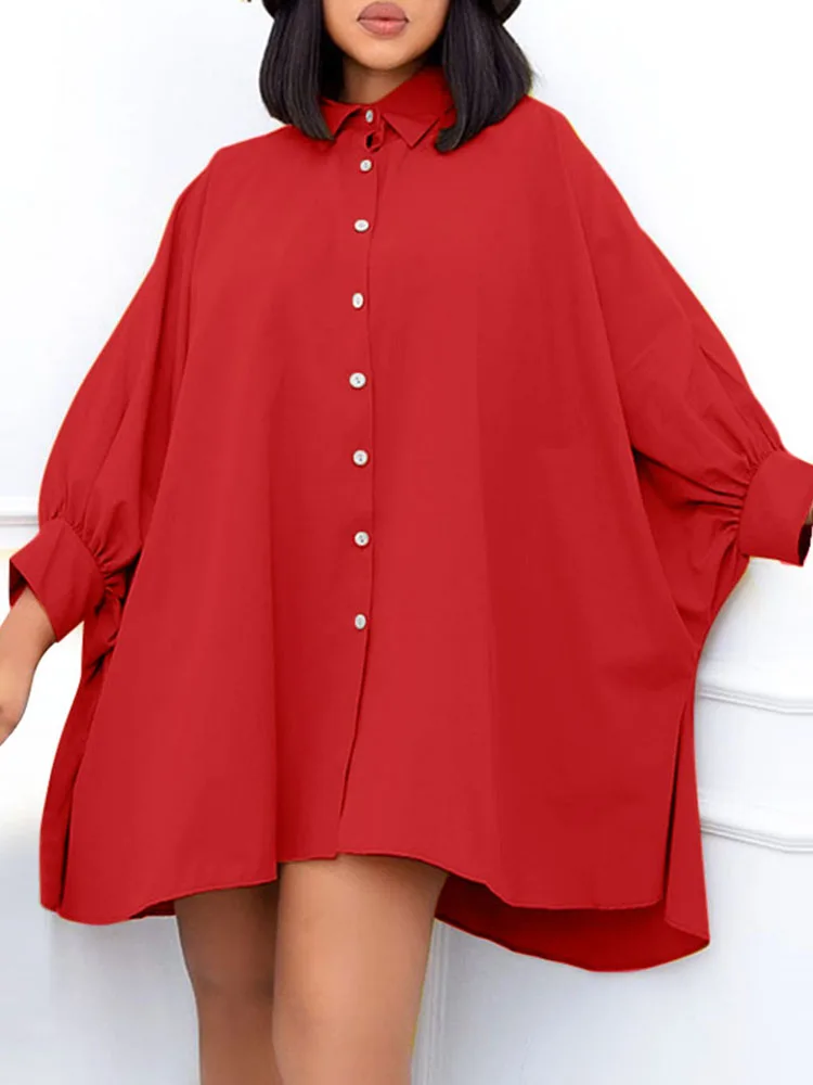 

VONDA Vintage 2022 Y2K Women Casual Beach Dress Lapel Button Evening Party Vestido Female Long Sleeve Holiday Mini Robe Oversize