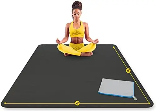 

Large Yoga Mat 6 x 6 ft - 8mm Extra Thick, Durable, Comfortable, Non-Slip & Odorless Premium Square Yoga and Pilates Mat for