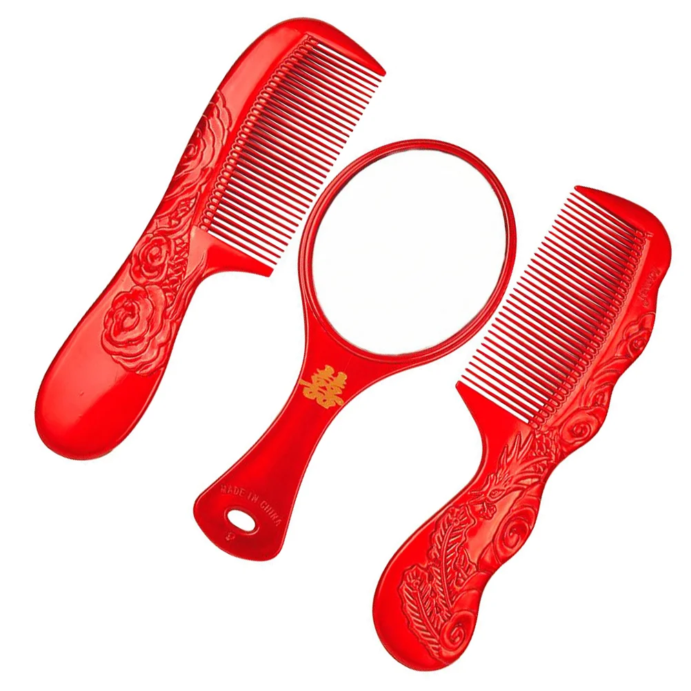 

1 set of Wedding Combs and Mirror Bride Red Combs Wedding Party Supplies