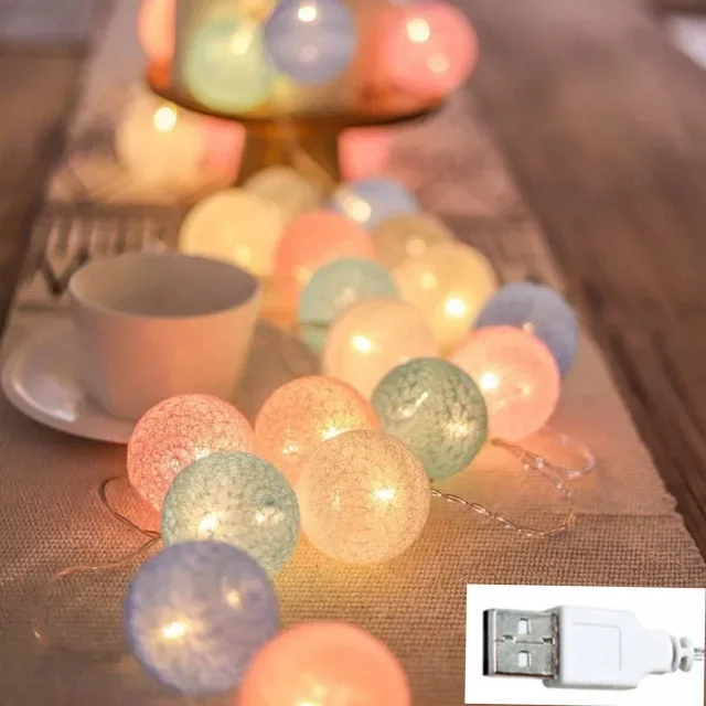 

USB LED Гирлянда из Хлопковых Шариков