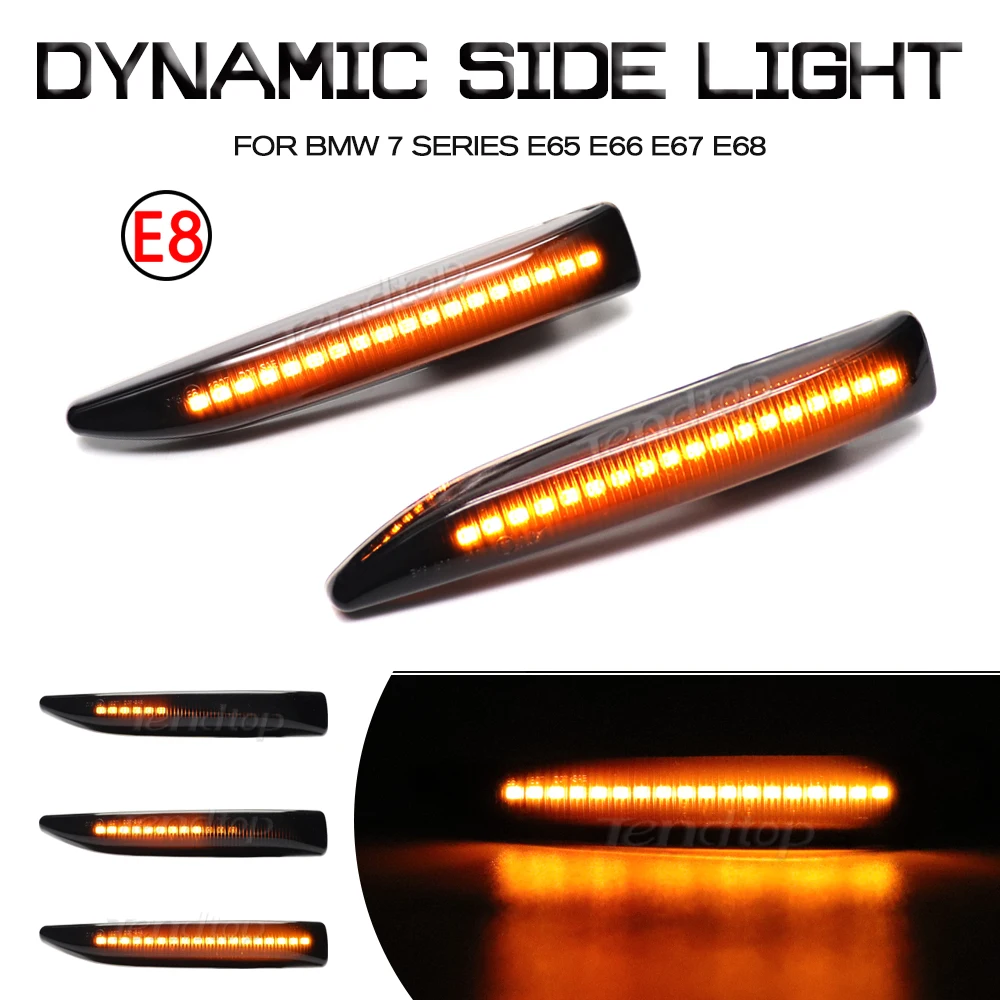 

LED Strip Intermittent Side Marker Lamp Dynamic Flashing Turn Signal Light For BMW 7 Series E65 E66 E67 E68 2001 2002-2008