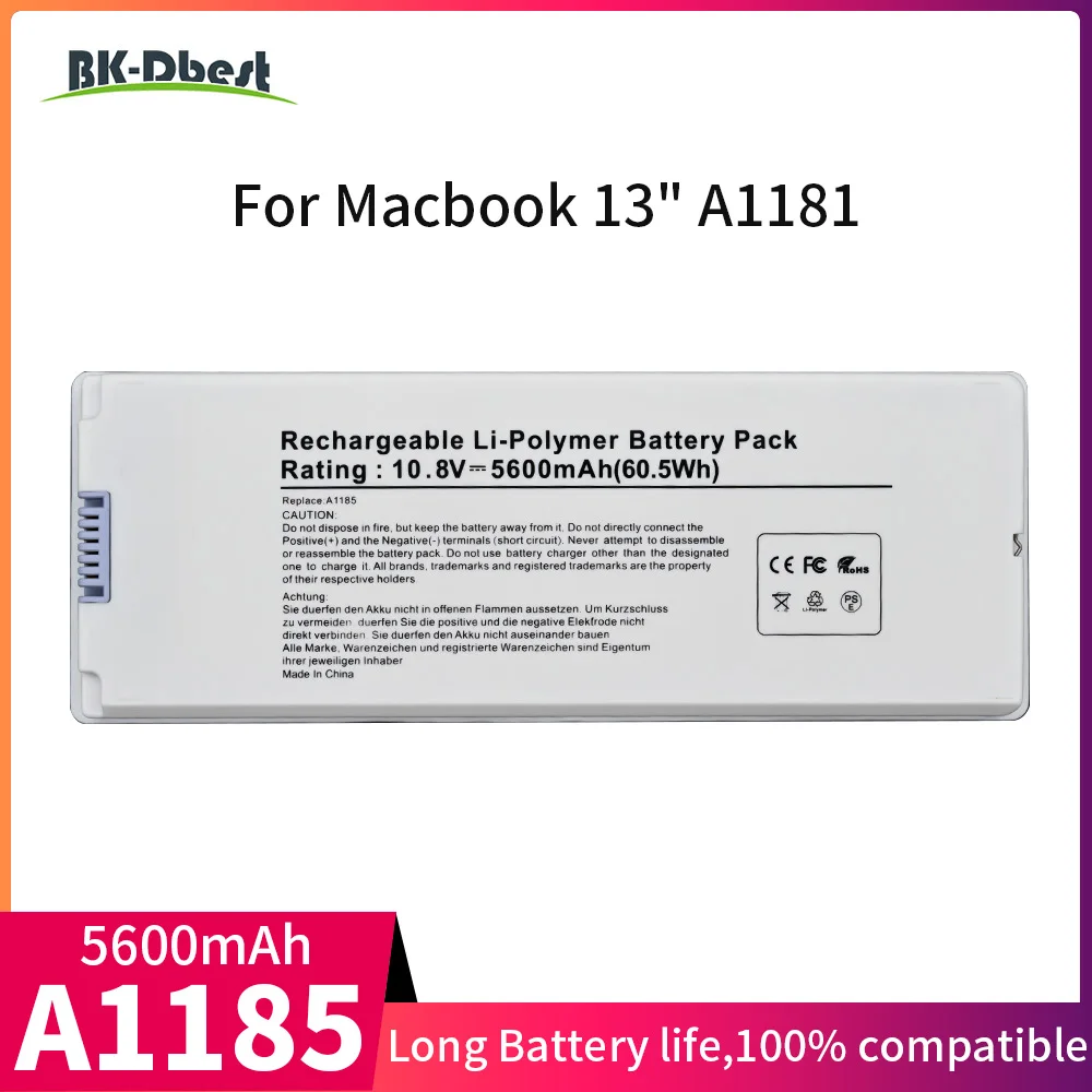 BK-Dbest заводская цена Аккумуляторы для ноутбуков A1185 Apple Macbook 13 дюймов A1181 высокое