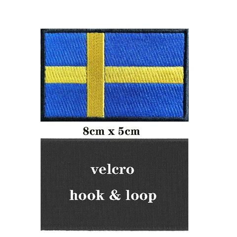 1 шт. Шведский флаг, Шведский флаг, повязка на руку с вышивкой, нашивка с крючком и петлей или вышивкой утюгом, нашивка, ткань, военная моральная полоса