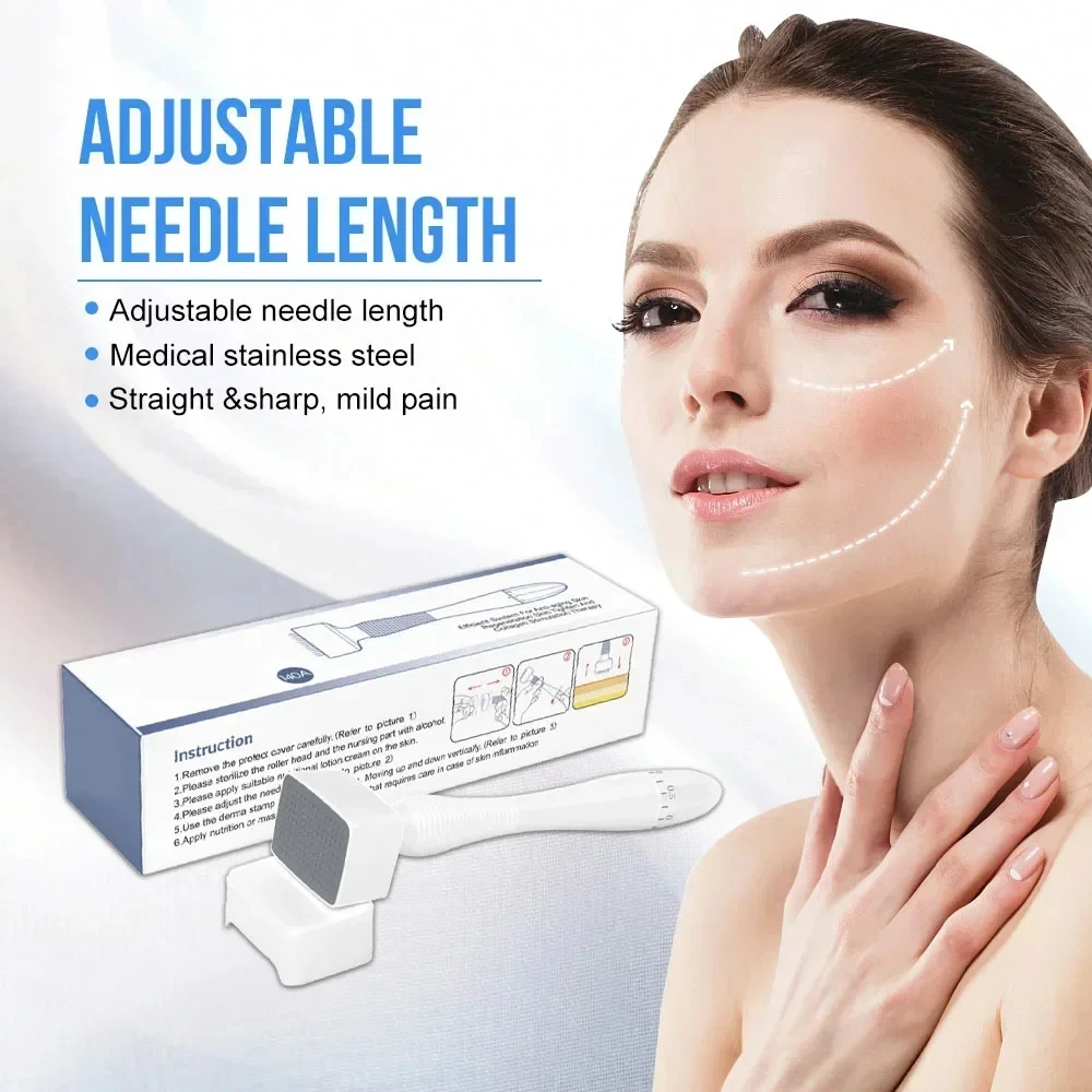 Фото 140A Derma Stamp Microneedling Роликовый массажер для лица Регулируемая титановая длина иглы Уход за кожей Уход за бородой Волосы на коже головы №1