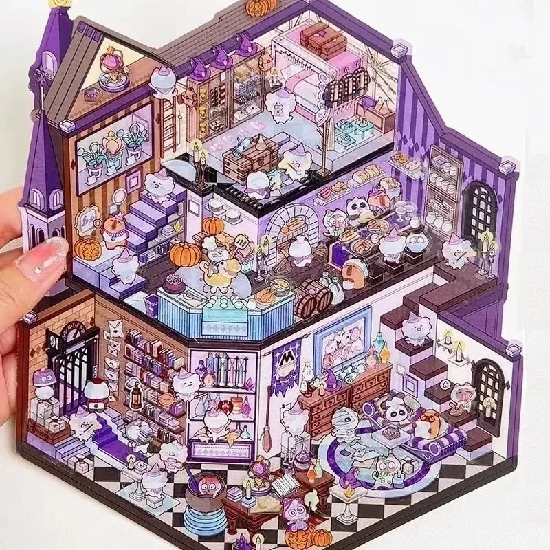 Large Castle Theme Miniature Scene 3D Stereoscopic Landscape Stickers Visualization Stacking Children's Christmas Gifts