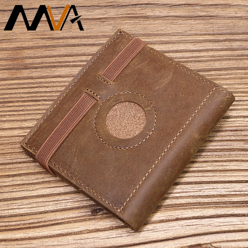 

MVA Holder for AirTag Wallet Genuine Leahter Slim Minimalist Card Holder Compatible with AirTag Crazy Horse Leather Coin Pocket