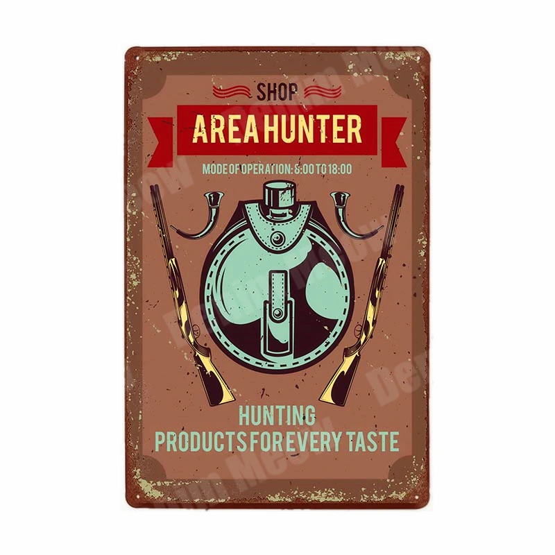 

Винтажная металлическая вывеска «Охотничий сезон» Denim Meow