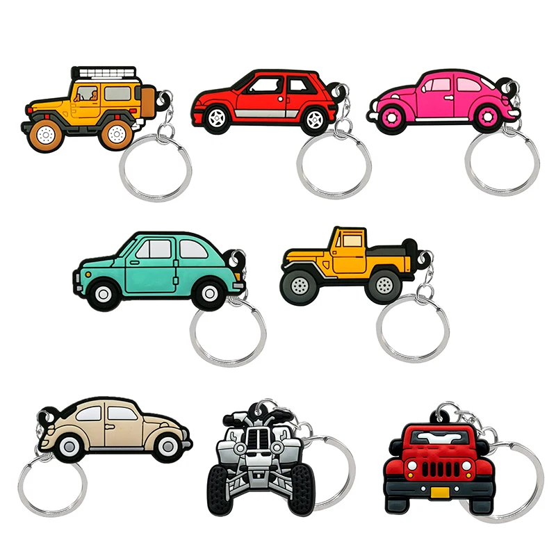

50PCS PVC Keychain Cute Style Car Model Keyring Wholesale Cartoon Key Chain Custom Gadget for Man Father's Day Gifts Kids Toys