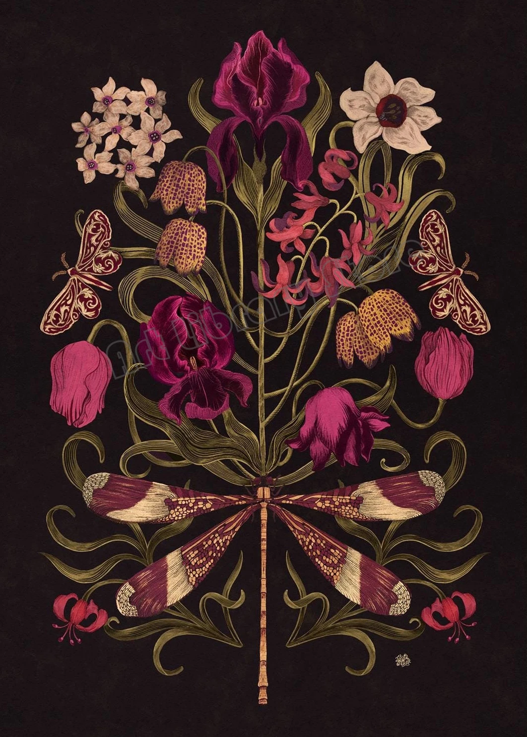 

Антикварная ботаническая иллюстрация насекомых