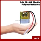 Перезаряжаемый литий-полимерный аккумулятор 301012 3,7 в 30 мАч для bluetooth гарнитуры наушников Mp3 динамика мыши рекордера