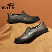 volo rhino casual leather shoes top layer cowhide mens soft leather shoes mens business strap retro