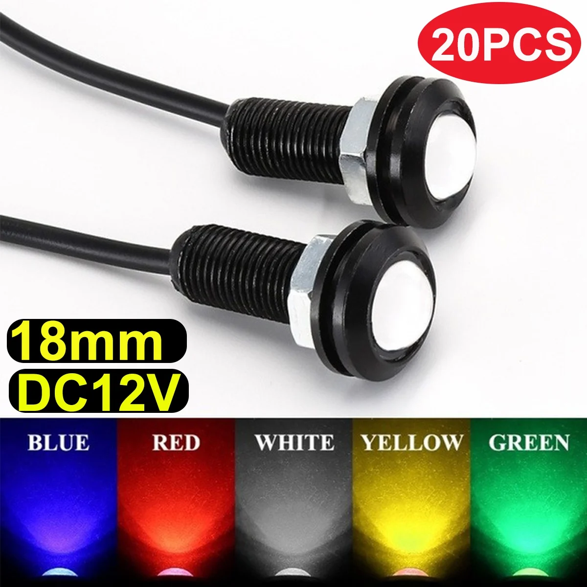 

20/10PCS 0.7in/18mm Car Eagle Eye DRL Led Daytime Running Lights LED 12V Backup Reversing Parking Signal Automobiles Lamps