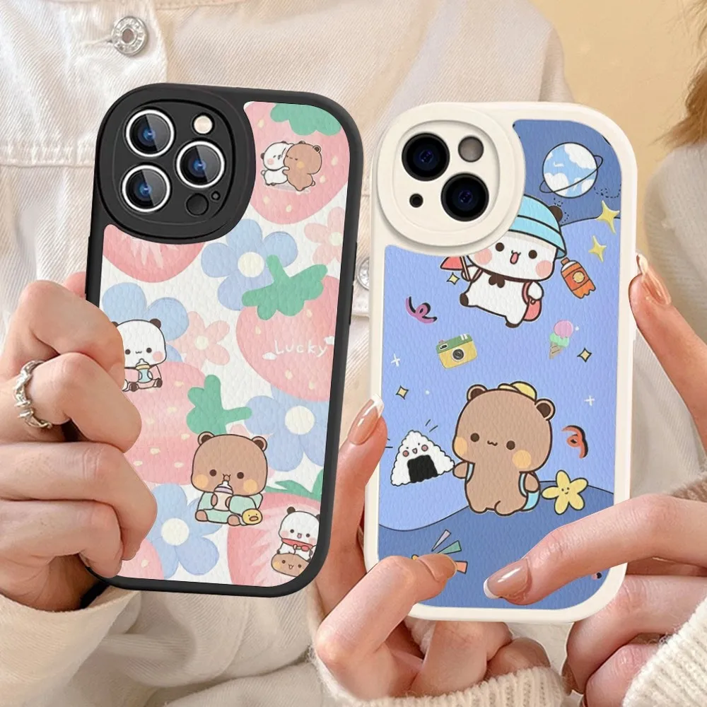 

Bubududu Panda Phone Case Hard Leather For iPhone 14 13 12 Mini 11 14 Pro Max Xs X Xr 7 8 Plus Fundas